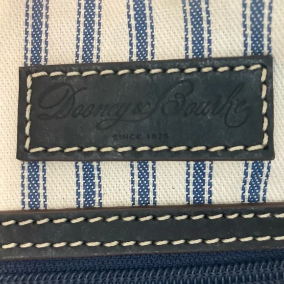 Dooney & Bourke textured tan and brown leather satchel. - Picture 9 of 11